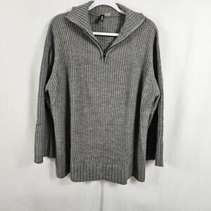 H&M Oversized Half Zip Sweater in Dark Gray - Size M
